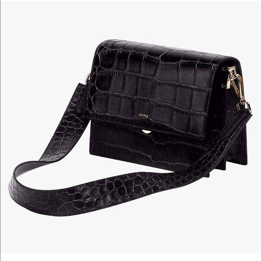JW PEI Croc Black Crossbody Purse - Picture 1 of 5